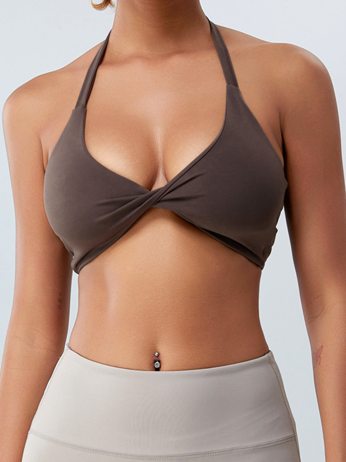 Twisted Halter Neck Active Bra