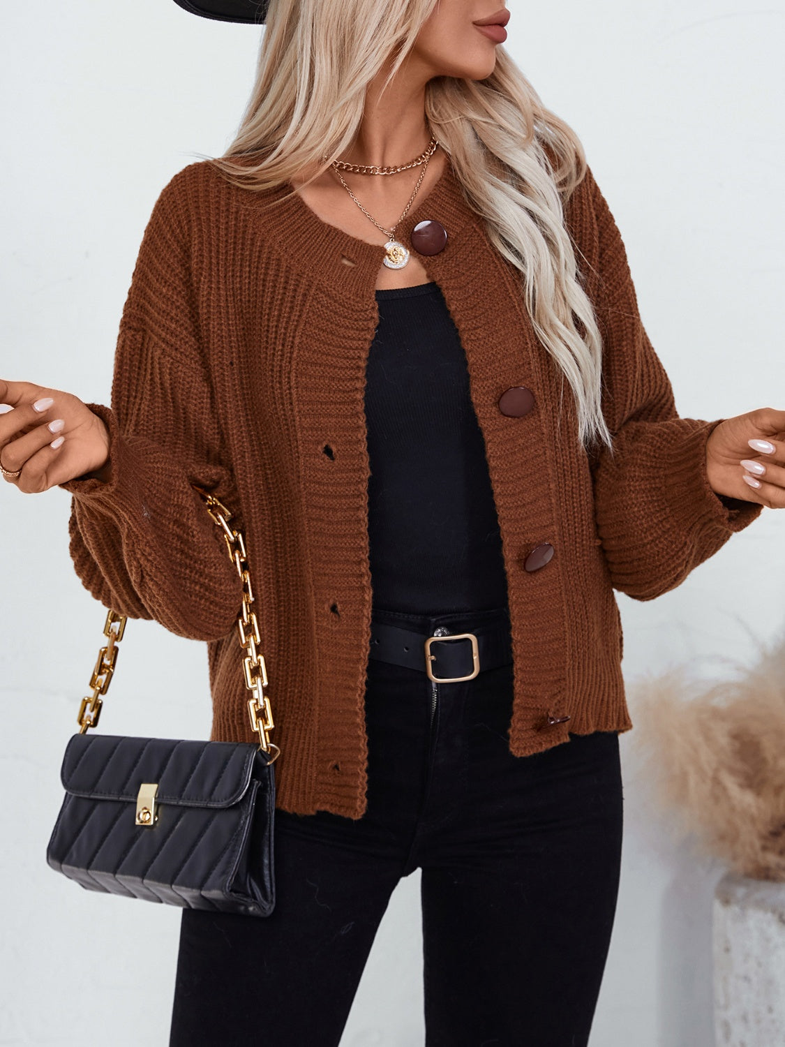 Button Down Long Sleeve Cardigan