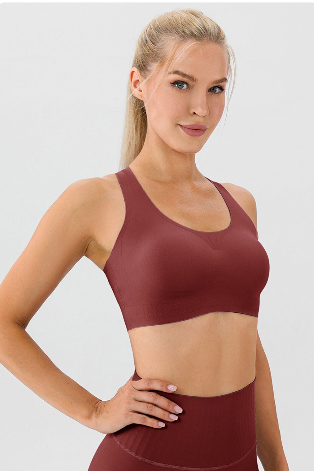 Round Neck Wide Strap Active Bra